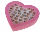 Pierścionki z regulacją kolorowe motylki 36szt.